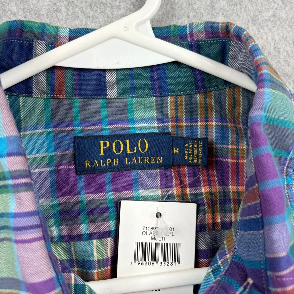 Polo Ralph Lauren Shirt Mens Medium Multicolor Plaid Oxford Workshirt NWT
